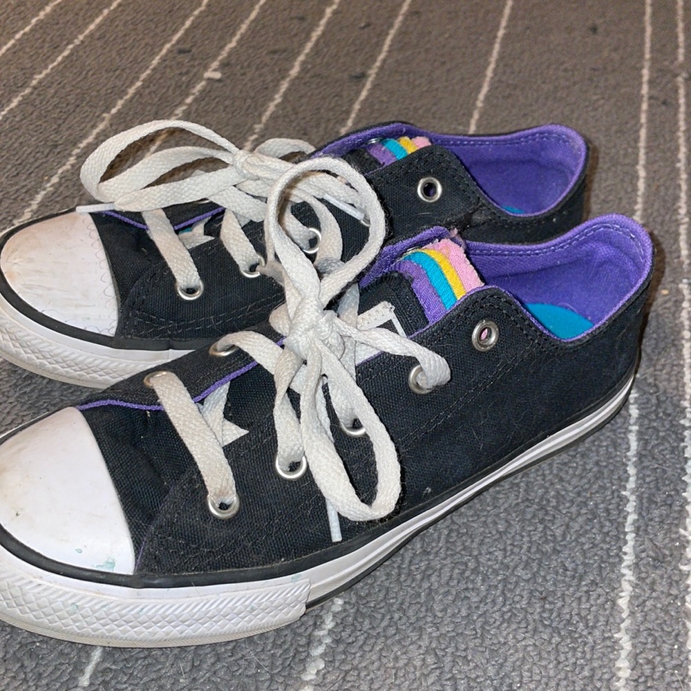 Girl's Low Top Converse All Star Rainbow Tongue - size 2